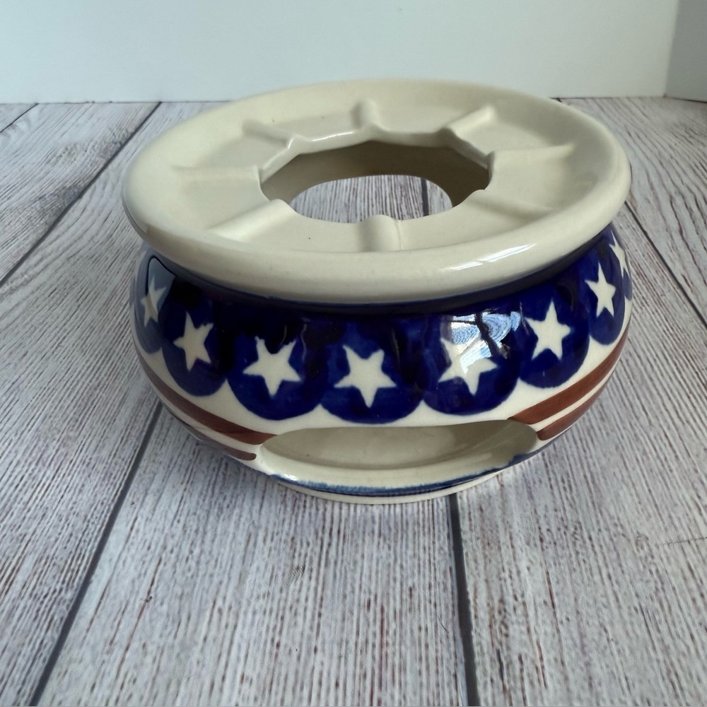 Polish Pottery Boleslawiec Patriotic Tea Warmer Stand